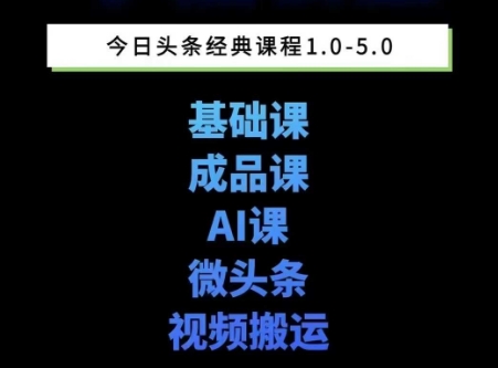 头条图文课1-5期教你头条图文写作、微头条、视频搬运变现，适合新手快速起号玩法-白一资源汇