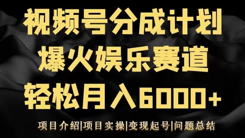 视频号创作分成计划之娱乐赛道轻松日入500+-白一资源汇