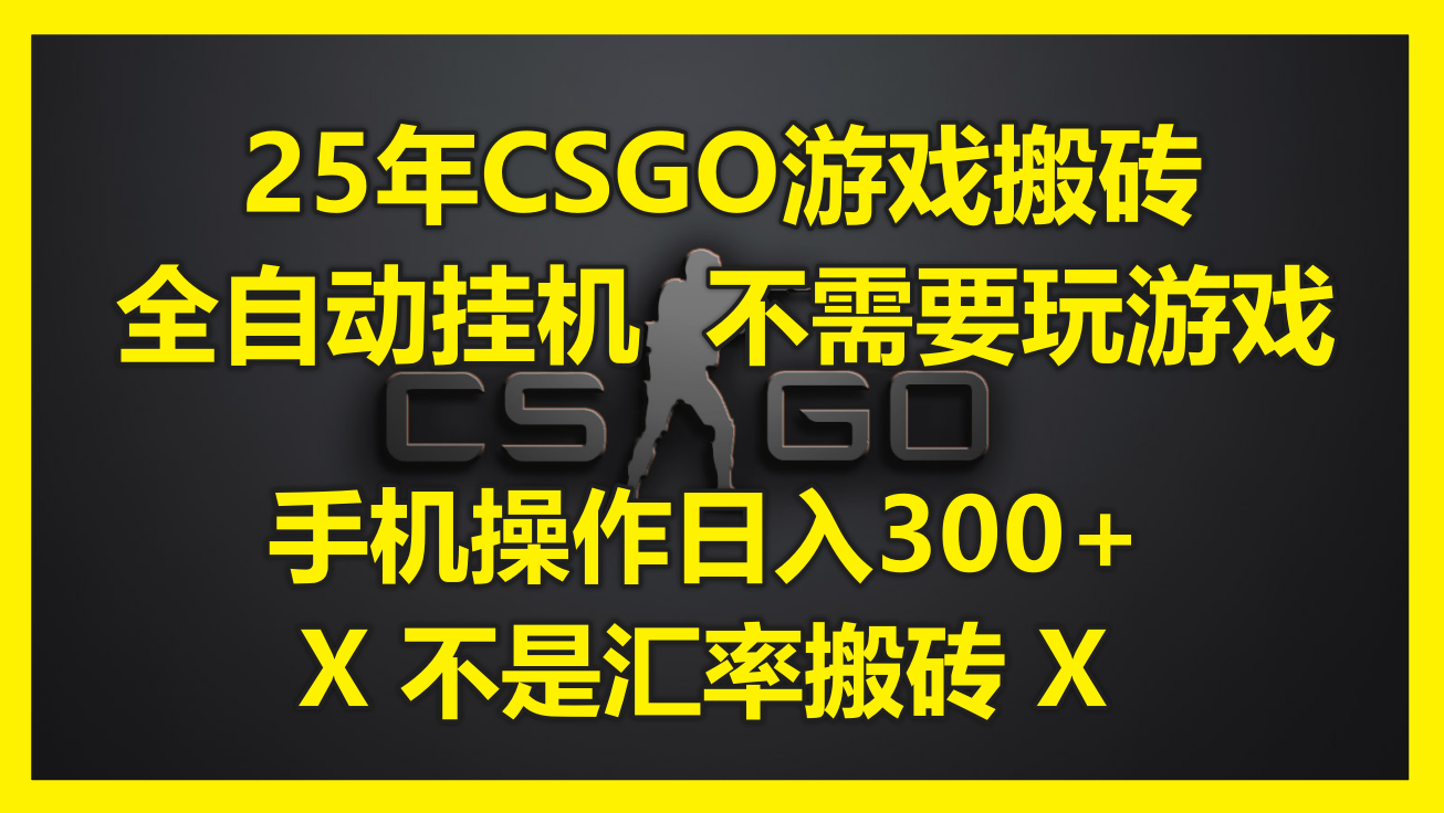 25年CSGO游戏搬砖,全自动挂机,不需要玩游戏,手机操作日入300+。(不...-白一资源汇