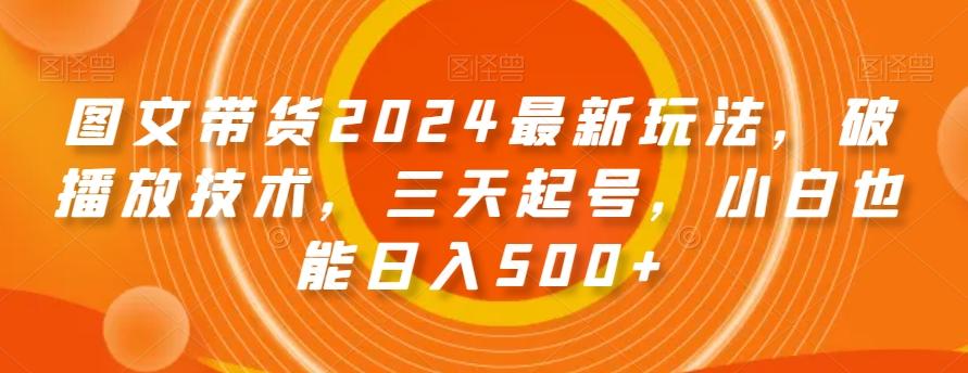 图文带货2024最新玩法，破播放技术，三天起号，小白也能日入500+【揭秘】-白一资源汇