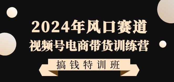 2024年风口赛道视频号电商带货训练营搞钱特训班，带领大家快速入局自媒体电商带货-白一资源汇
