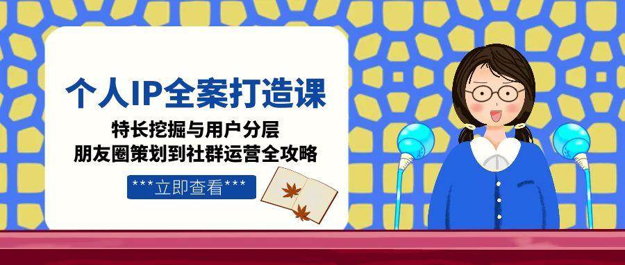 个人IP全案打造课，特长挖掘与用户分层，朋友圈策划到社群运营全攻略-白一资源汇