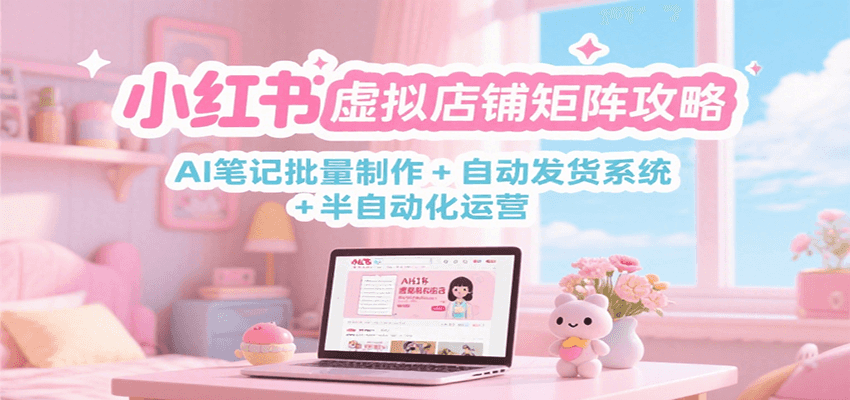 小红书虚拟店铺矩阵攻略：AI笔记批量制作 + 自动发货系统 + 半自动化运营-白一资源汇