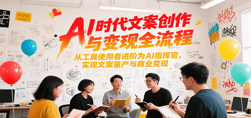 AI时代文案创作与变现全流程，从工具使用者进阶为AI指挥官，实现文案量产与商业变现-白一资源汇