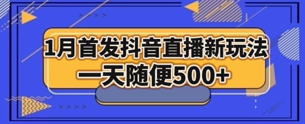 1月手法，抖音直播最新玩法，一天随便500+-白一资源汇