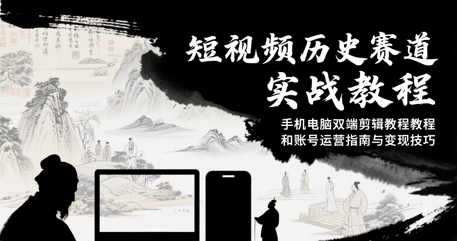 短视频历史赛道实战教程，手机电脑双端剪辑教程和账号运营指南与变现技巧-白一资源汇