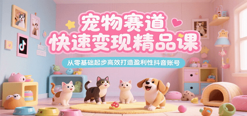 宠物赛道快速变现精品课，从零基础起步高效打造盈利性抖音账号-白一资源汇