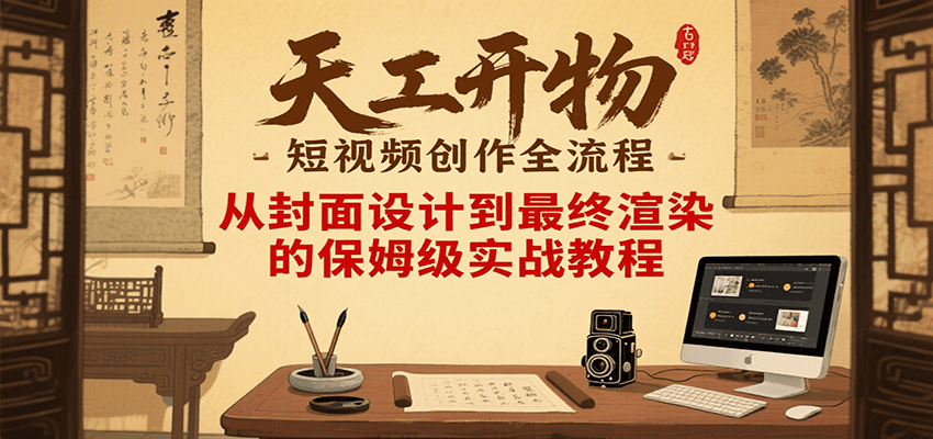 天工开物短视频创作全流程，从封面设计到最终渲染的保姆级实战教程-白一资源汇