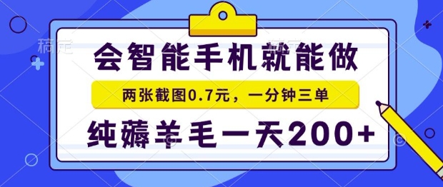 2025年零撸手机项目,二十秒一单,纯薅羊毛,一天200+做就有【揭秘】