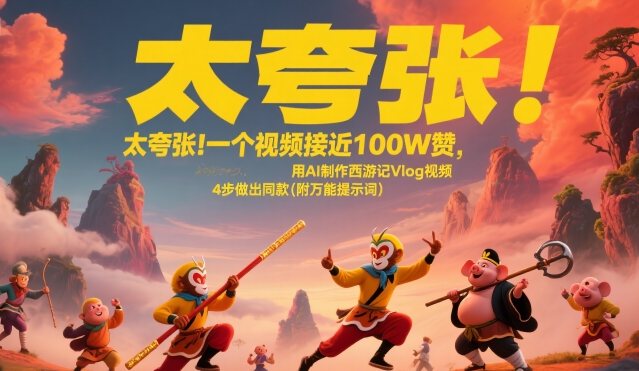 太夸张！一个视频接近100W赞，用AI制作西游记Vlog视频，全流程拆解来了(附万能提示词)-白一资源汇