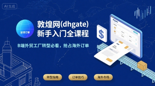 敦煌网(dhgate)新手入门全课程，B端外贸工厂转型必看，抢占海外订单-白一资源汇