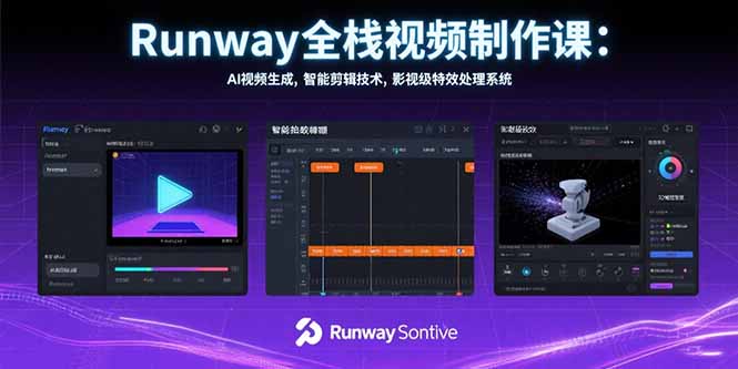 Runway全栈视频制作课：AI视频生成，智能剪辑技术，影视级特效处理系统-白一资源汇