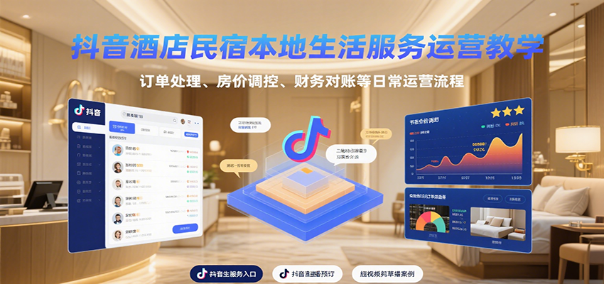 抖音酒店民宿本地生活服务运营教学，订单处理、房价调控、财务对账等日常运营流程-白一资源汇