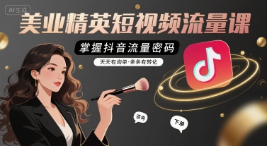 美业精英短视频流量课，掌握抖音流量密码，天天有询单，条条有转化-白一资源汇