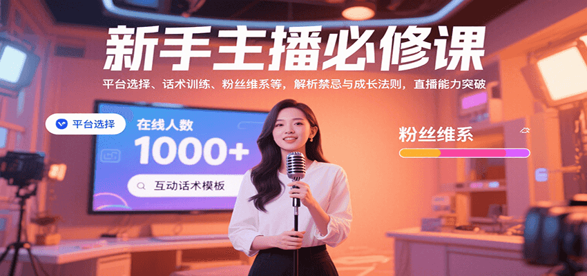 新手主播必修课：平台选择、话术训练、粉丝维系等，解析禁忌与成长法则，突破直播能力-白一资源汇