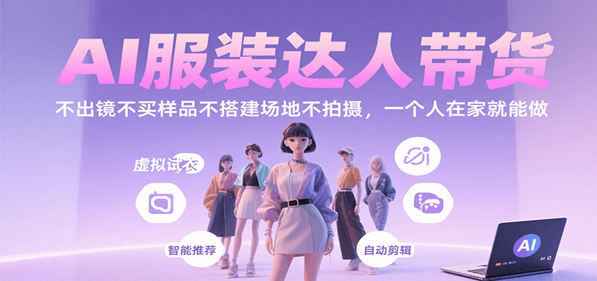 AI服装达人带货，不出镜不买样品不搭建场地不拍摄，一个人在家就能做-白一资源汇