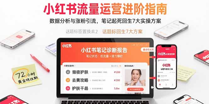 小红书流量运营进阶指南，数据分析与涨粉引流，笔记起死回生7大实操方案-白一资源汇