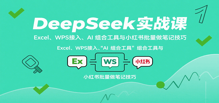 DeepSeek实战课：Excel、WPS接入、AI 组合工具与小红书批量做笔记技巧-白一资源汇