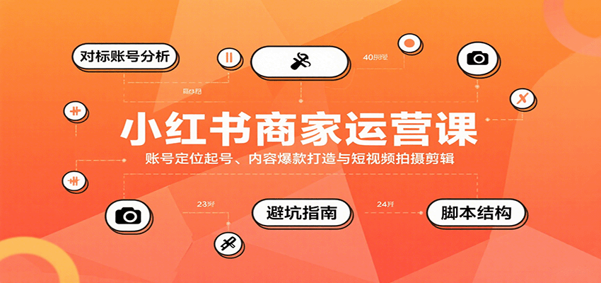 小红书商家运营课，账号定位起号、内容爆款打造与短视频拍摄剪辑-白一资源汇