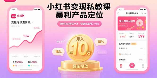 小红书变现私教课，暴利产品定位，高转化内容生产术，快速实现月入10万-白一资源汇