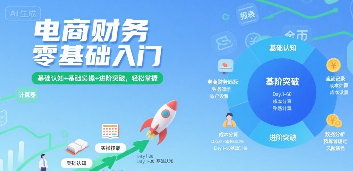 电商财务零基础入门，基础认知+基础实操+进阶突破，轻松掌握-白一资源汇