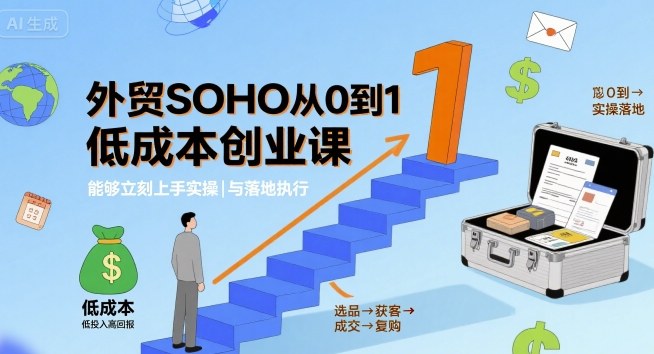 外贸SOHO从0到1低成本创业课，能够立刻上手实操与落地执行