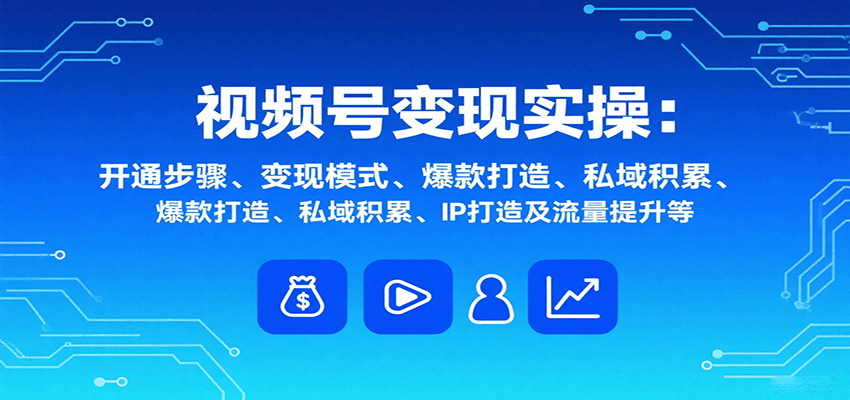 视频号变现实操，含开通步骤、变现模式、爆款打造、私域积累、IP打造及流量提升等-白一资源汇