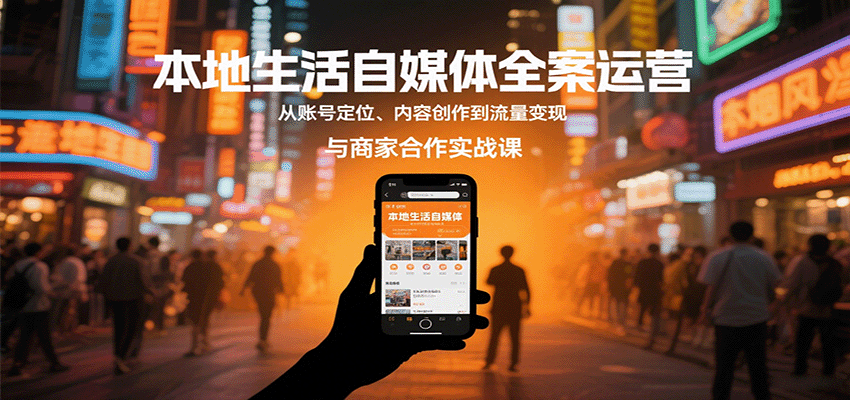 本地生活自媒体全案运营,从账号定位、内容创作到流量变现与商家合作实战课-白一资源汇