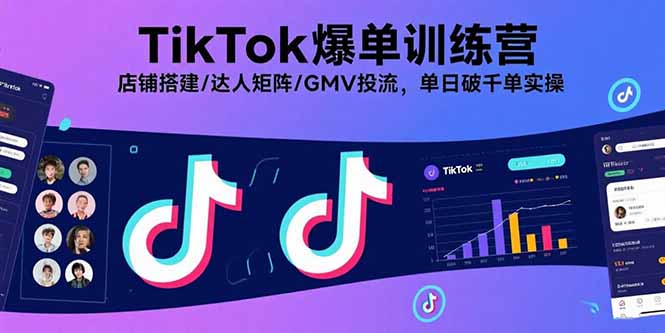 TikTok爆单训练营，店铺搭建/达人矩阵/GMV投流，单日破千单实操-白一资源汇
