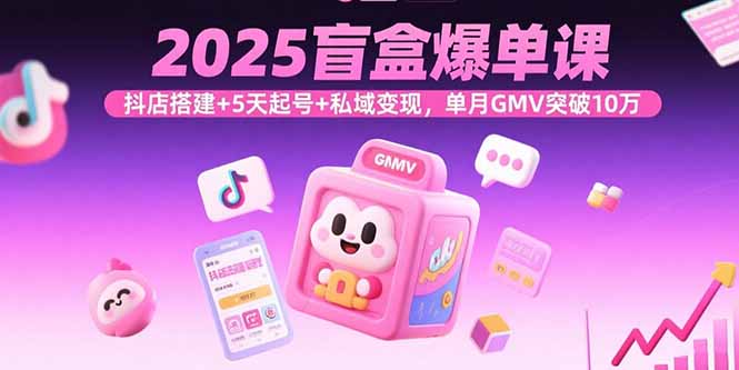 2025盲盒爆单课，抖店搭建+5天起号+私域变现，单月GMV突破10万-白一资源汇